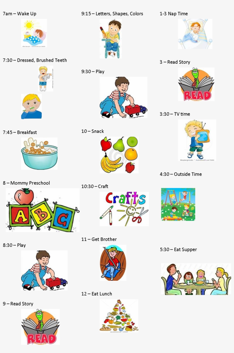 clipart for preschool daily schedule