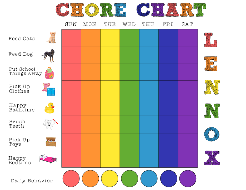 Free Printable Weekly Chore Chart for Kids.