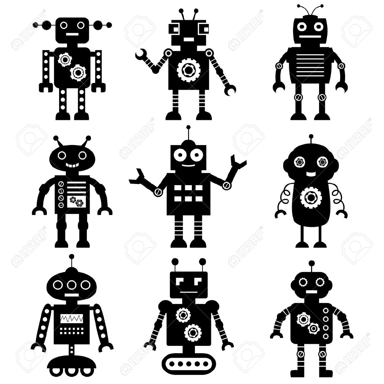 free robot clipart black and white 20 free Cliparts | Download images