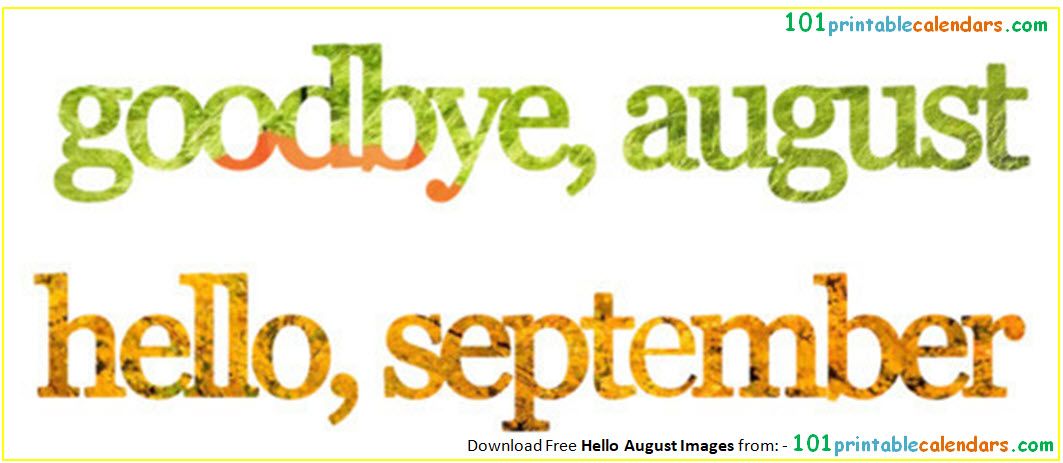 Goodbye August Hello September Clipart.