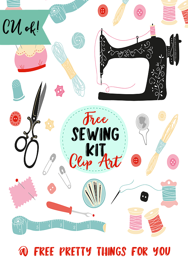 Free Sewing Kit Clip Art Elements.