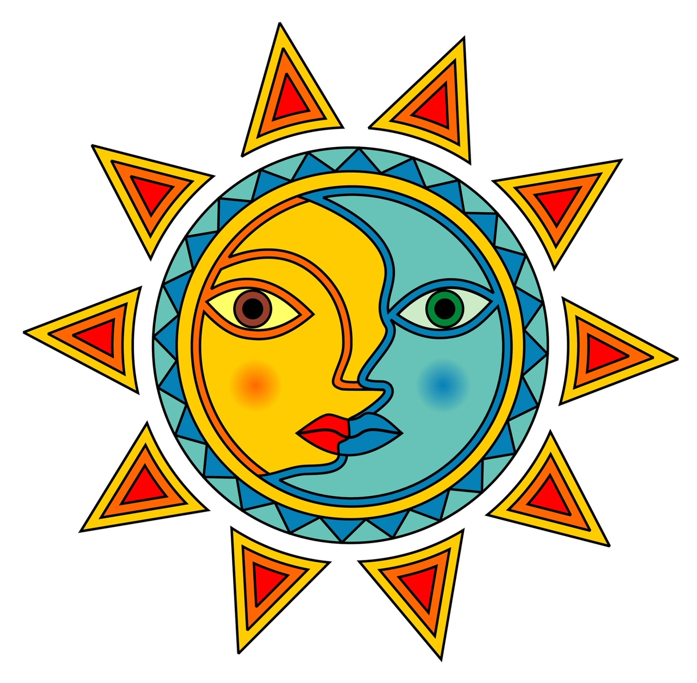 Sun and moon clipart.