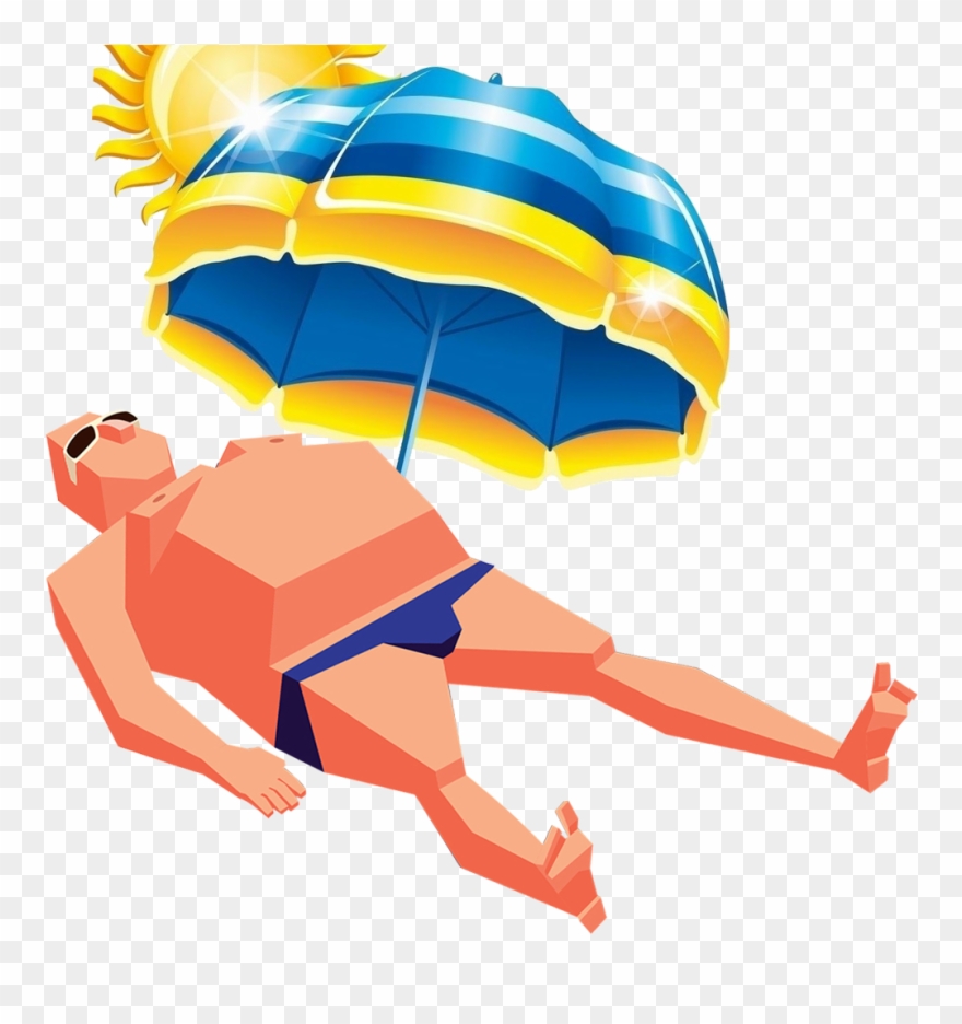 Umbrella Art Sunbathing Man Transprent Png Free.