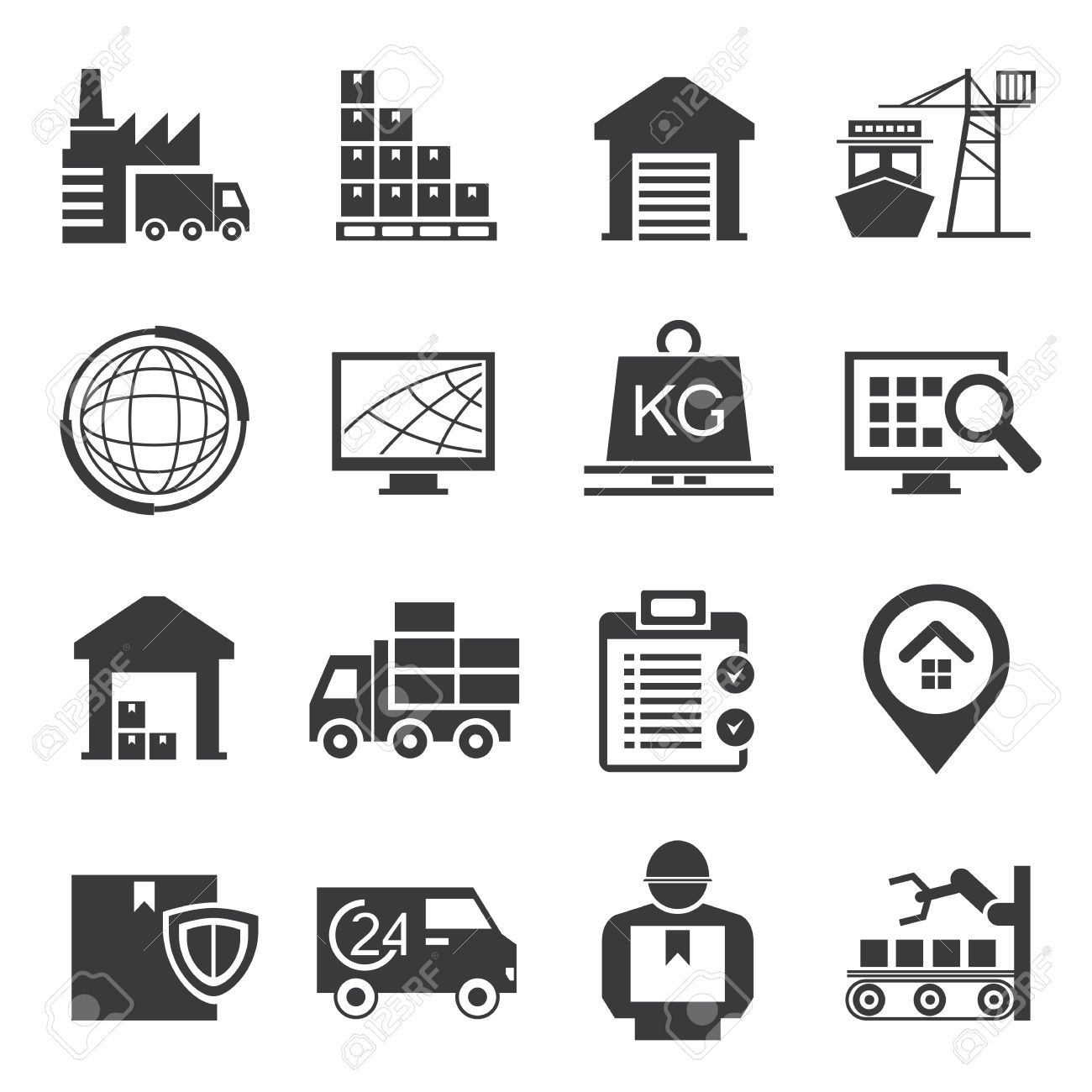 logistics, supply chain icons.