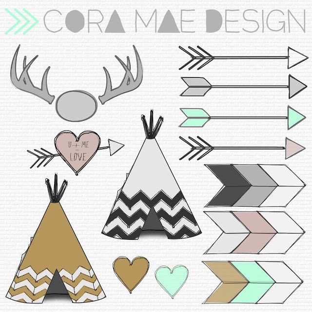 Cora Mae Design: Free TeePee, Antler, Arrow clipart, Tribal.