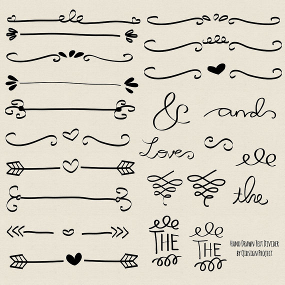 Hand drawn doodle text divider swirly clip art for.