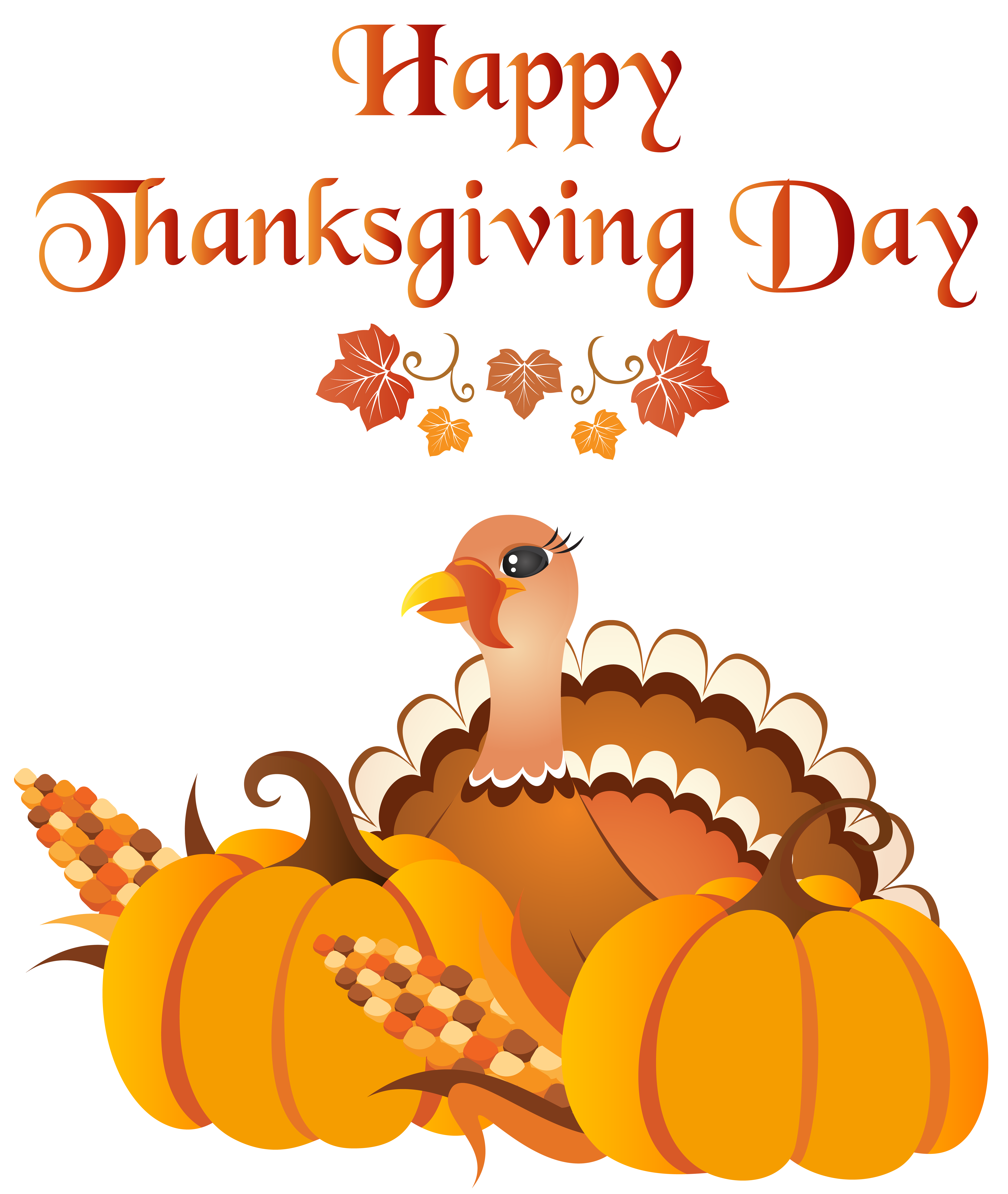 Happy Thanksgiving Day with Turkey PNG Clip Art Image.
