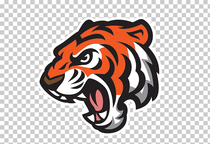 Tiger Mascot, tiger, red and gray tigers logo PNG clipart.