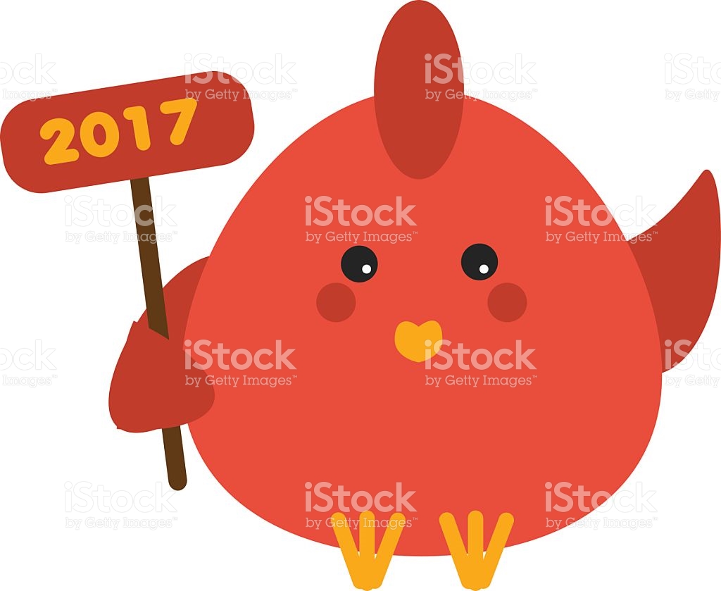 Cute Red Rooster In Cartoon Style 2017 New Year Symbol stock.