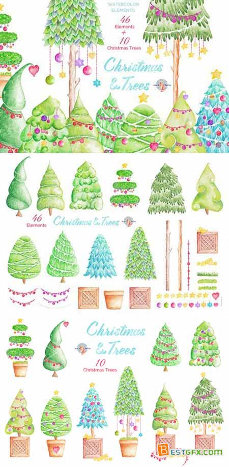 Free Tree Watercolor Clipart.