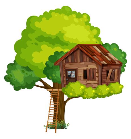 Old treehouse made of wood.