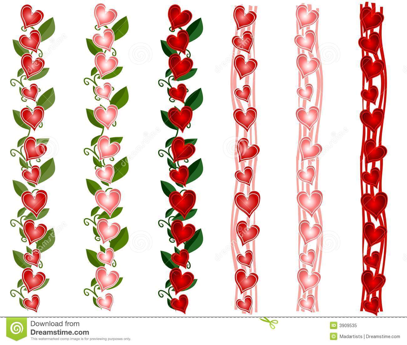 Various Valentine's Day Heart Borders Stock Illustration.