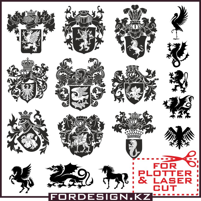 Vector heraldry download free: 17 vector heraldry elements.