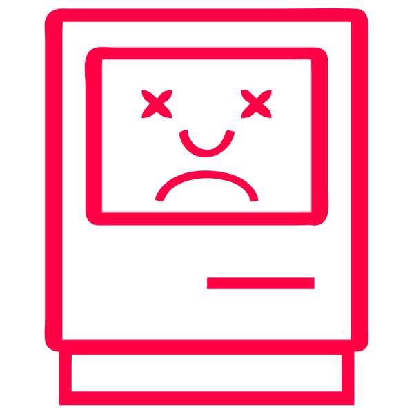 Sad old Mac computer vector clip art.