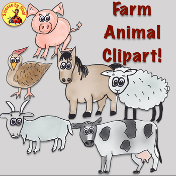 FREE Whimsical FARM ANIMALS CLIP ART for Personal or Commercial Use.