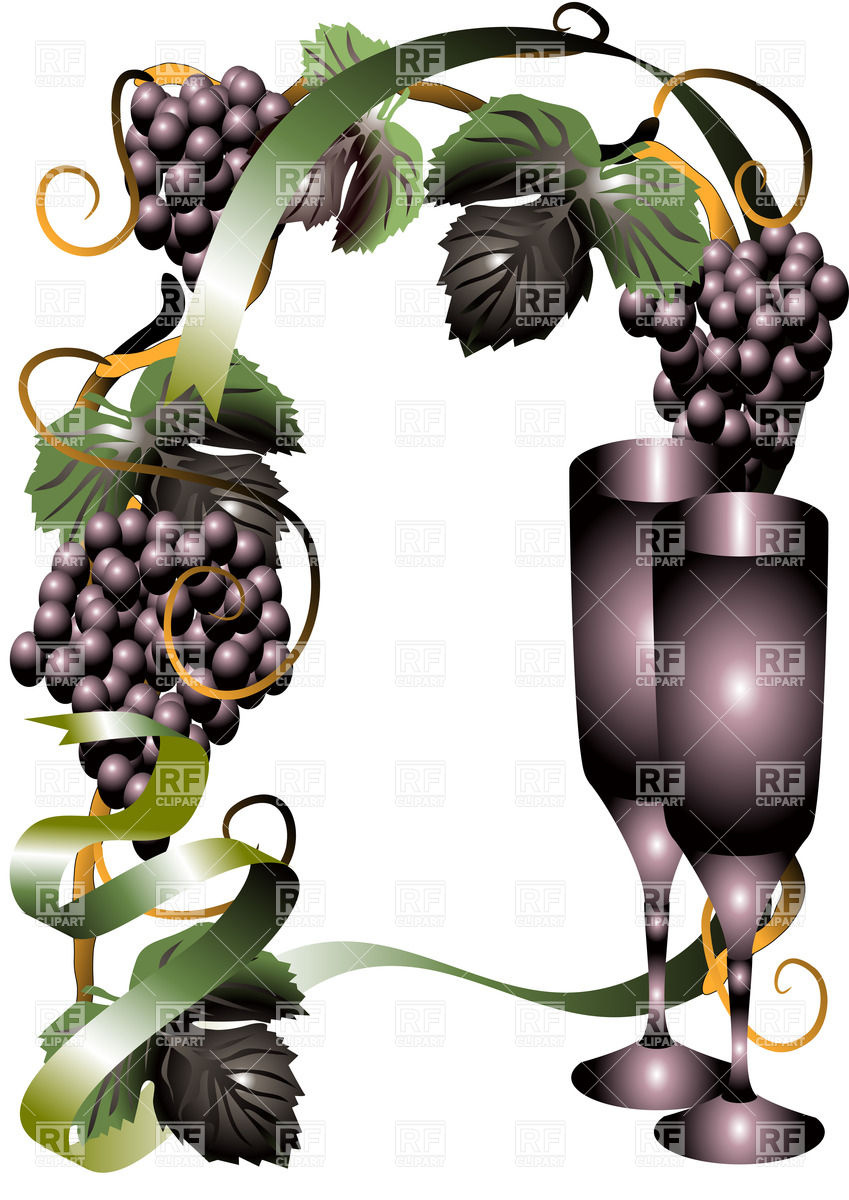 Wine glasses and grape Stock Vector Image.