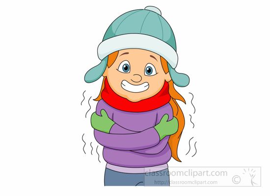 Freezing Cold Cartoon Woman.