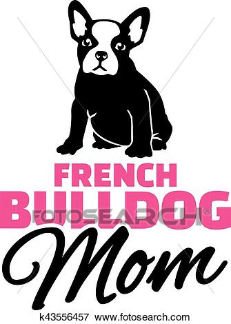 French bulldog Mom with dog silhouette Clip Art.