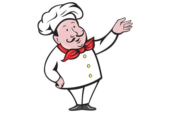 French Chef Welcome Greeting Cartoon.