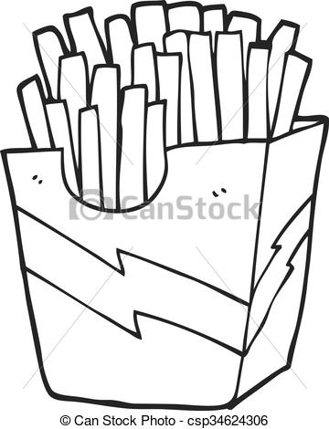 black and white cartoon french fries.