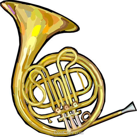 French horn Royalty Free Vector Clip Art illustration.