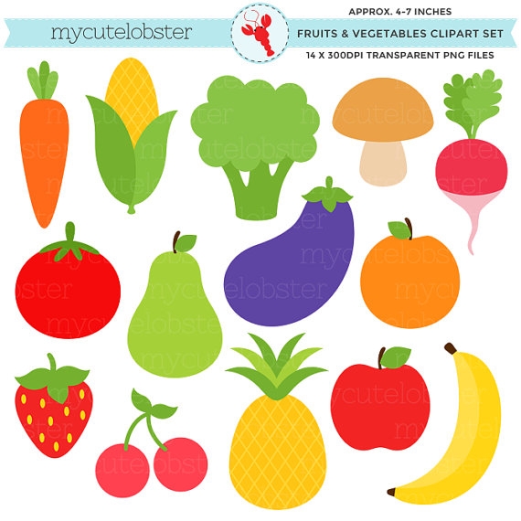 Fresh Fruit And Vegetables Clipart.