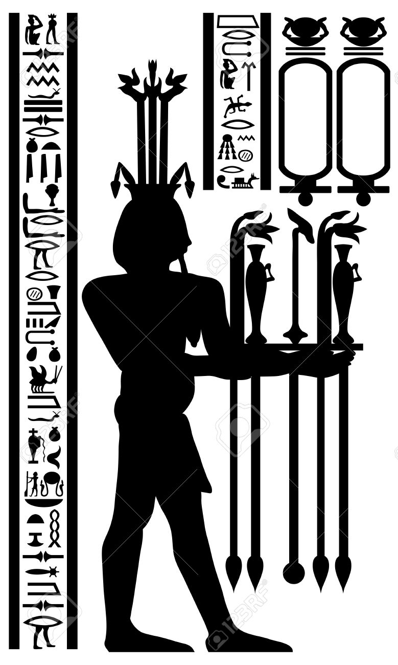 Les Hiéroglyphes égyptiens Et Fresque. Illustration Vectorielle.