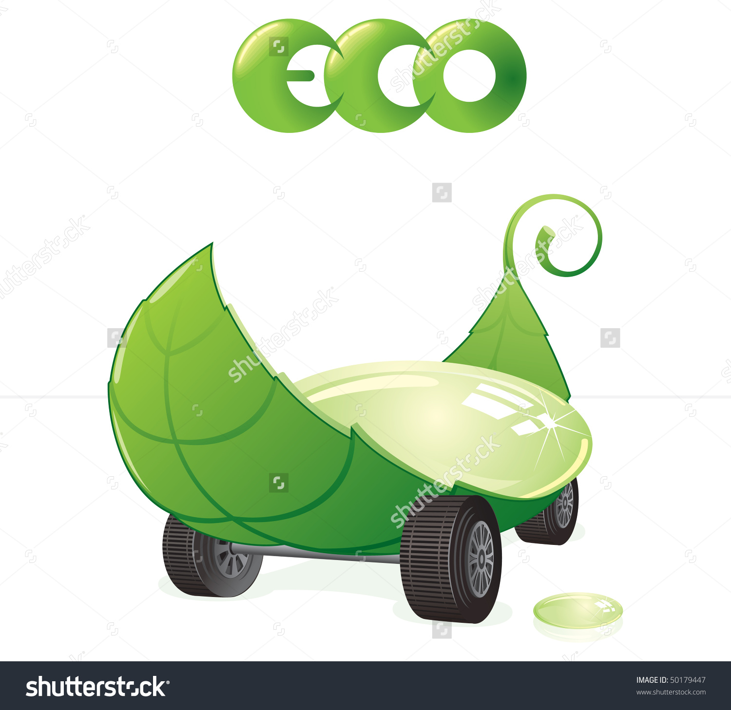 Green Car Concept, Eco Friendly Vector Clip Art.
