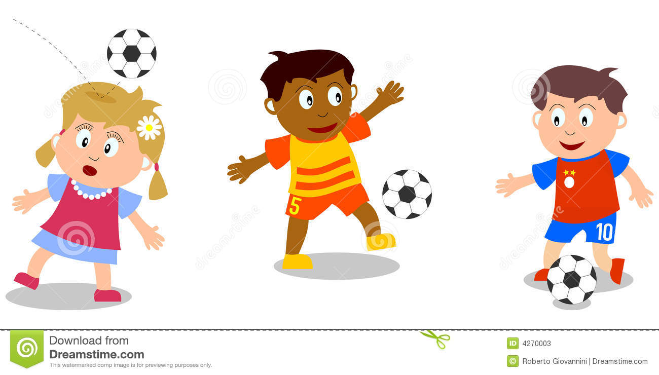 Friends Playing Soccer Clipart.