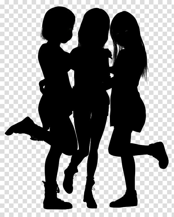 Drawing Friendship Silhouette, young friends transparent background.