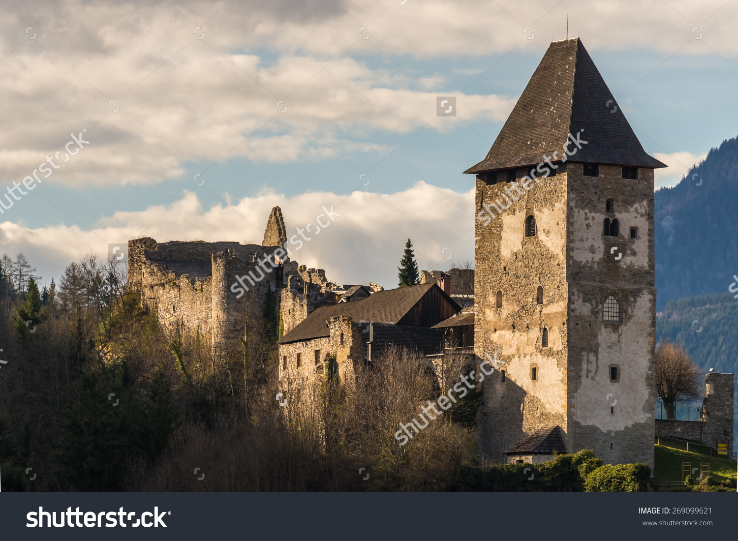 Petersberg Castle Medieval Friesach Oldest Town Lagerfoto.