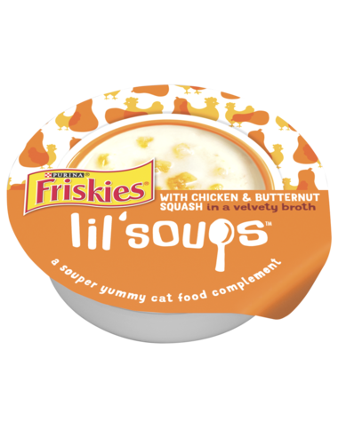 Friskies Lil' Soups With Chicken & Butternut Squash in a Velvety Broth Wet  Cat Food Complement & Topper.