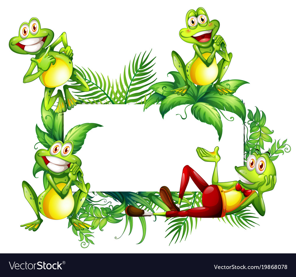 Border template with happy frogs.