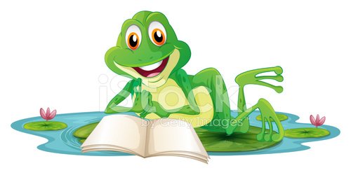 Frog Lying While Reading A Book premium clipart.