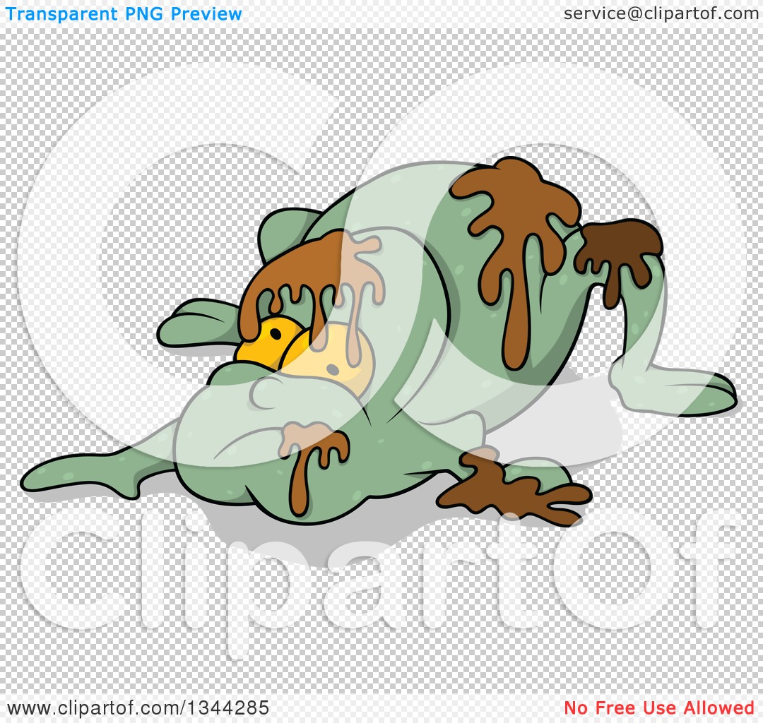 Clipart of a Cartoon Frog like Monster with Slime.