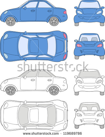 Car All View Side Front Top Stock Vector 343724333.