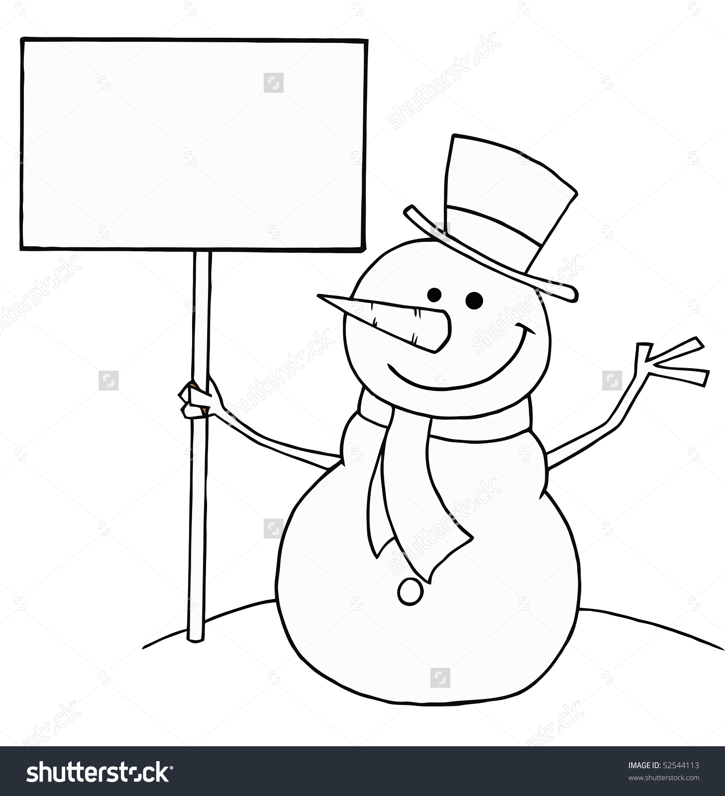 Black White Coloring Page Outline Snowman Stock Vector 52544113.
