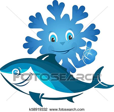 Frozen fish symbol Clipart.