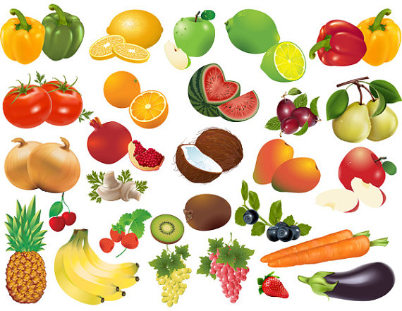 Fruits And Vegetables Clipart.