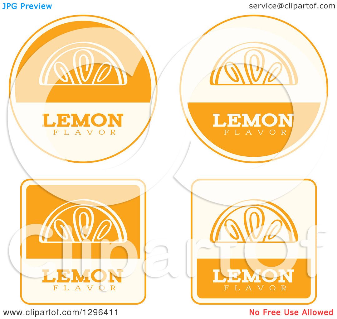 Clipart of a Set of Yellow and Beige Lemon Fruit Flavor Labels.