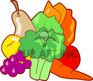 Cute Fruits And Vegetables Clipart.