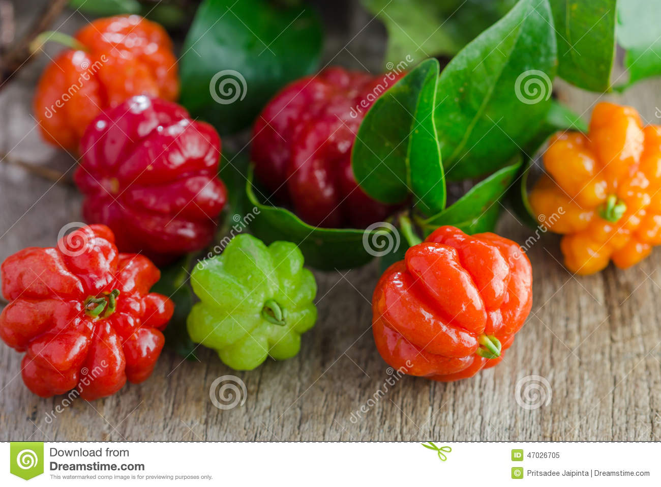 Tropical Fruit Also Called Pitanga, Brazilian Cherry Stock Photo. Tropical Fruit Also Called Pitanga, Brazilian Cherry Stock Photo.