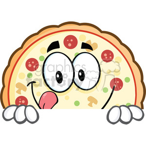 Funny Pizza Cartoon Mascot Character clipart. Royalty.