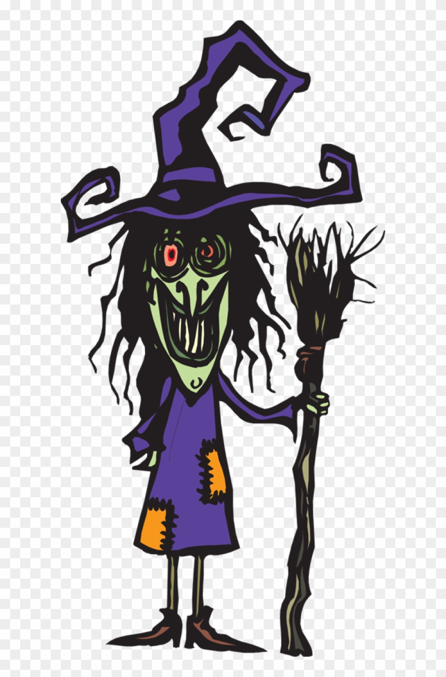 Ugly Witch With Her Broom.