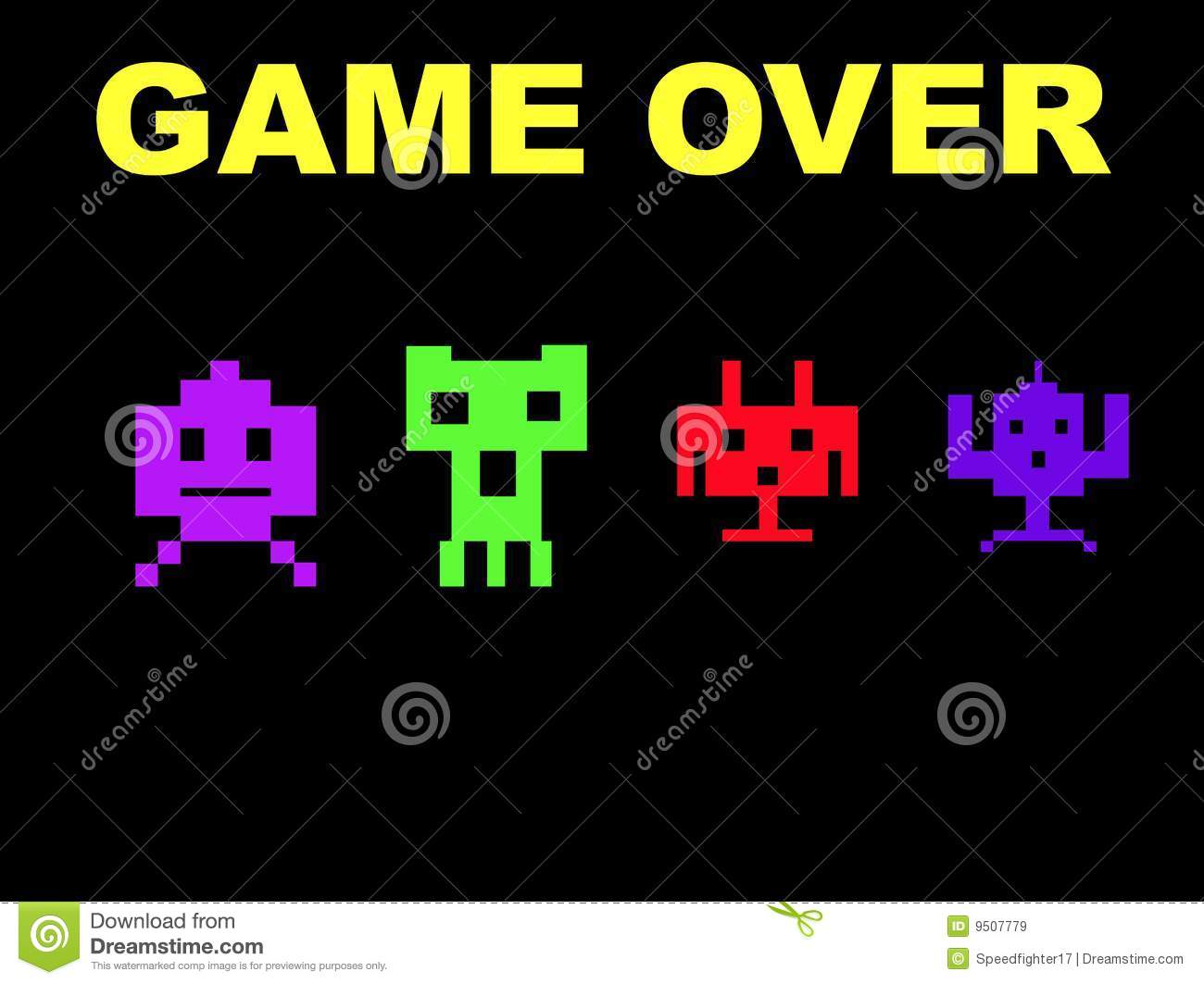 Space Invaders Game Over Editorial Stock Image.