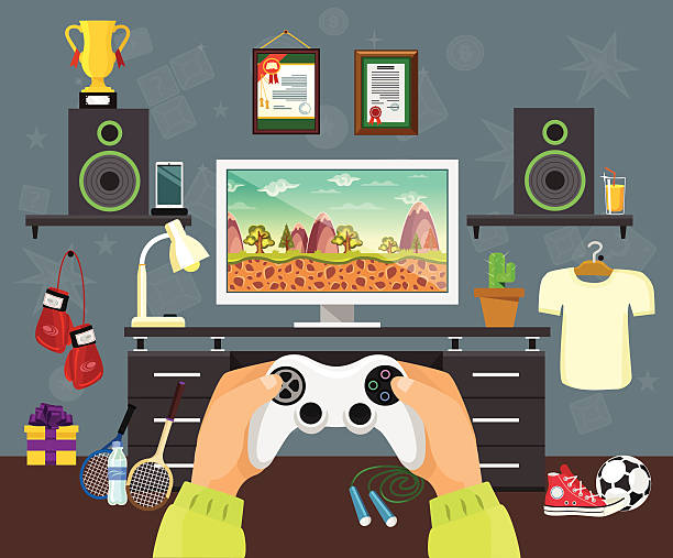 Best Video Game Room Illustrations, Royalty.