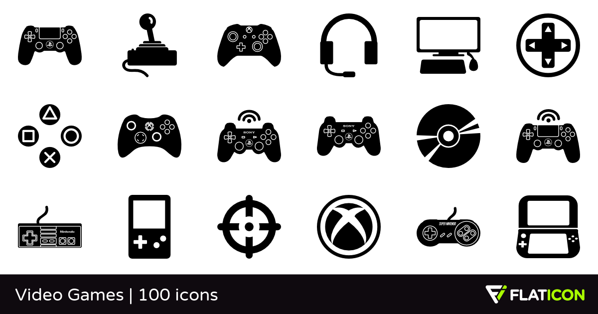 Video Games 100 free icons (SVG, EPS, PSD, PNG files).