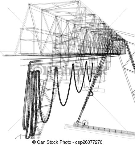Vectors Illustration of Gantry crane. Wire.