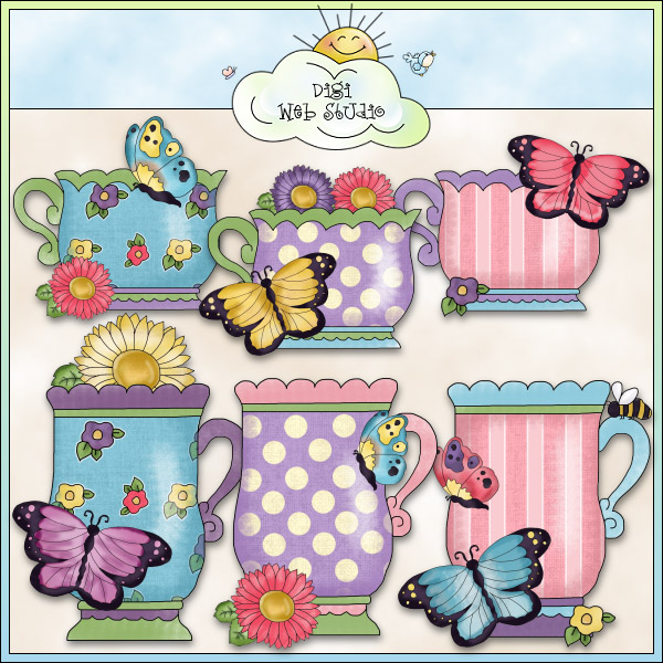 Grandma's Butterfly Garden Teacups 1.