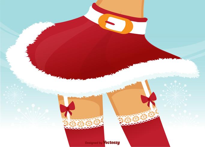 Woman Christmas Legs With Lace Garter Belts.